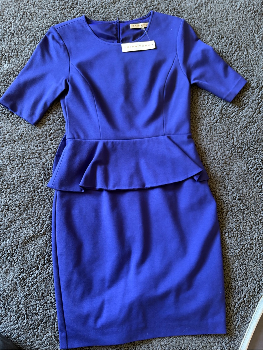 Trina Turk Purple Blue peplum dress, NWT, Size 6